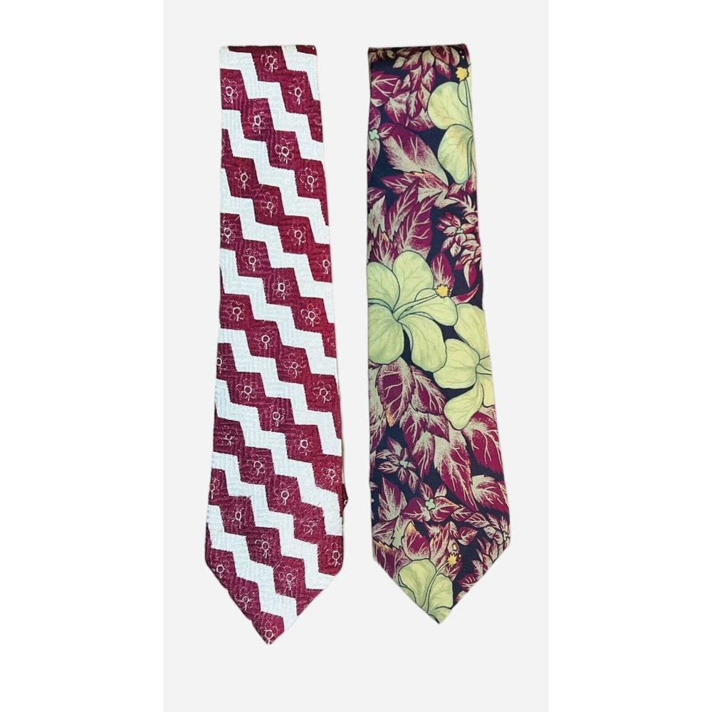2 ALL SILK TIES! The Custom Shop (red Chevron) And Royal Knight (floral) ($120)